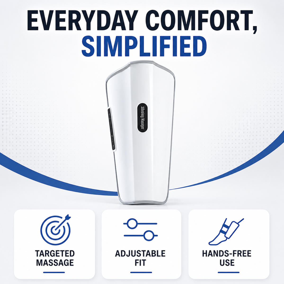 Calf Massager — Cordless Leg Massager Worn on the Calf, Hands-Free with Adjustable Fit