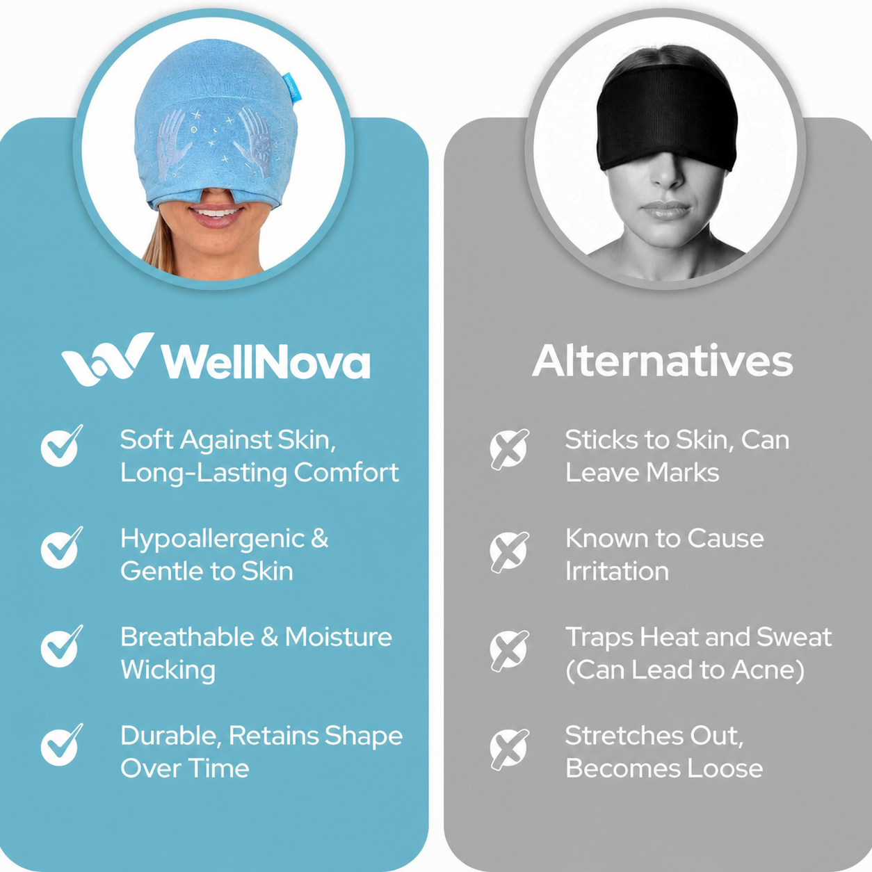 Hot & Cold Migraine Relief Cap with Removable Eye Mask
