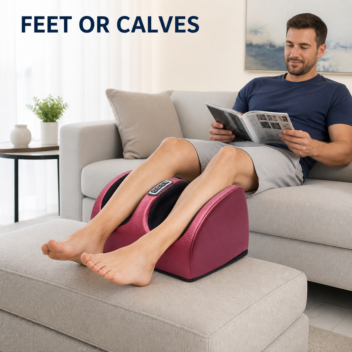 Electric Foot & Calf Massager — Two-in-One Machine for Tired Feet and Legs, Adjustable Settings